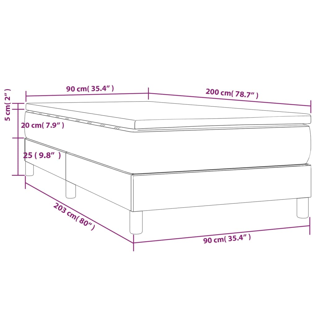 Box Spring Postel S Matrací Textil Světle Šedá