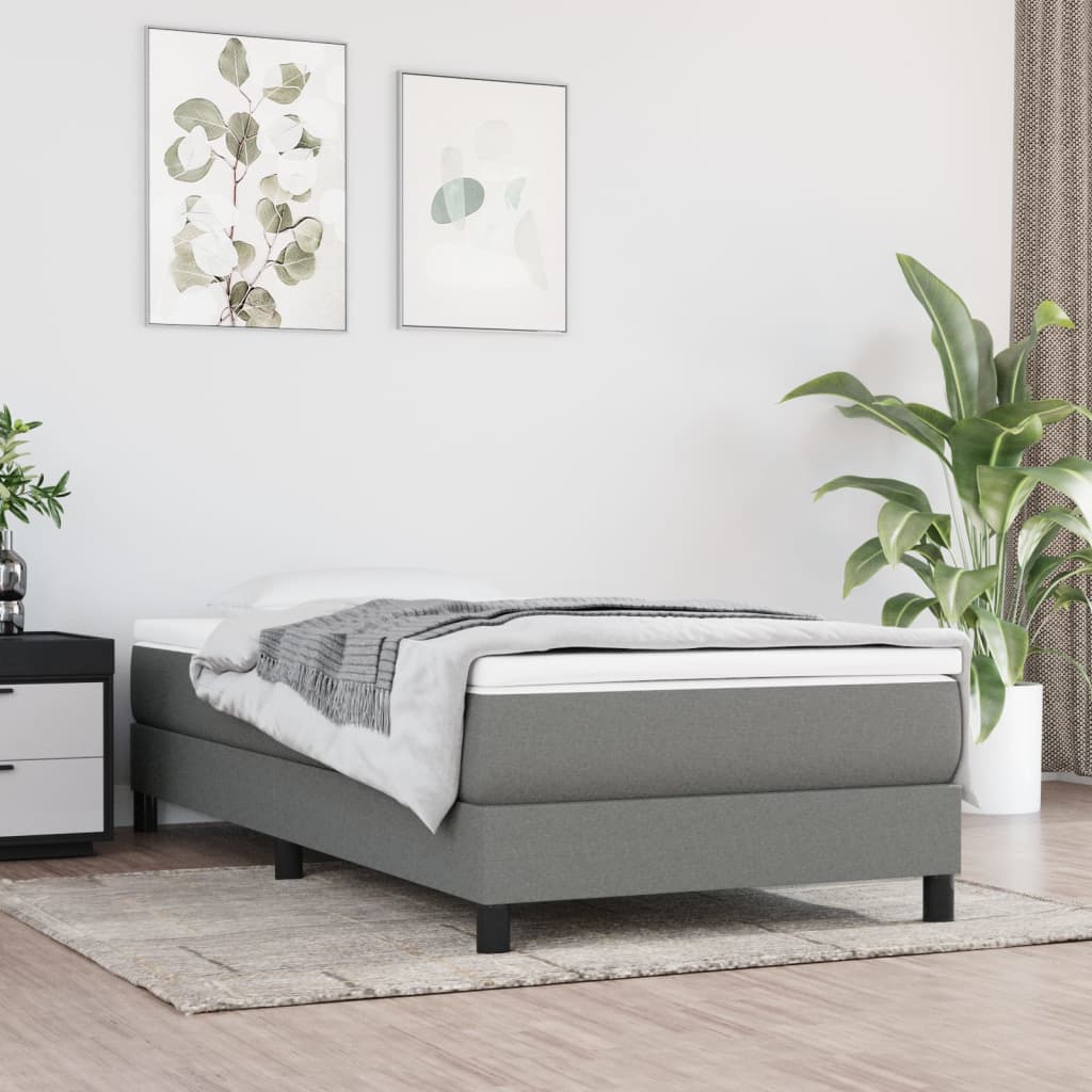 Box Spring Postel S Matrací Textil Tmavě Šedá