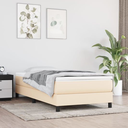 Box Spring Postel S Matrací Textil Krémová