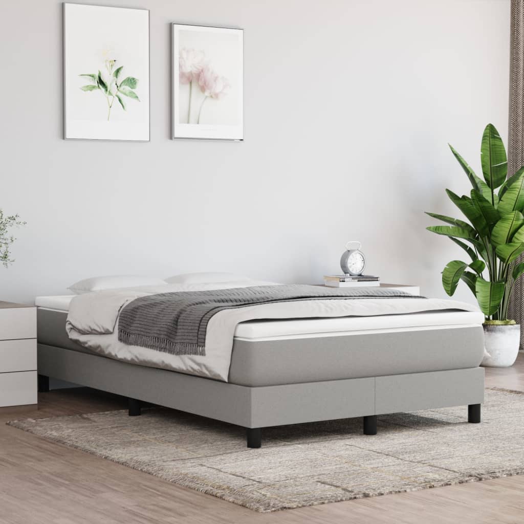 Box Spring Postel S Matrací Textil Světle Šedá