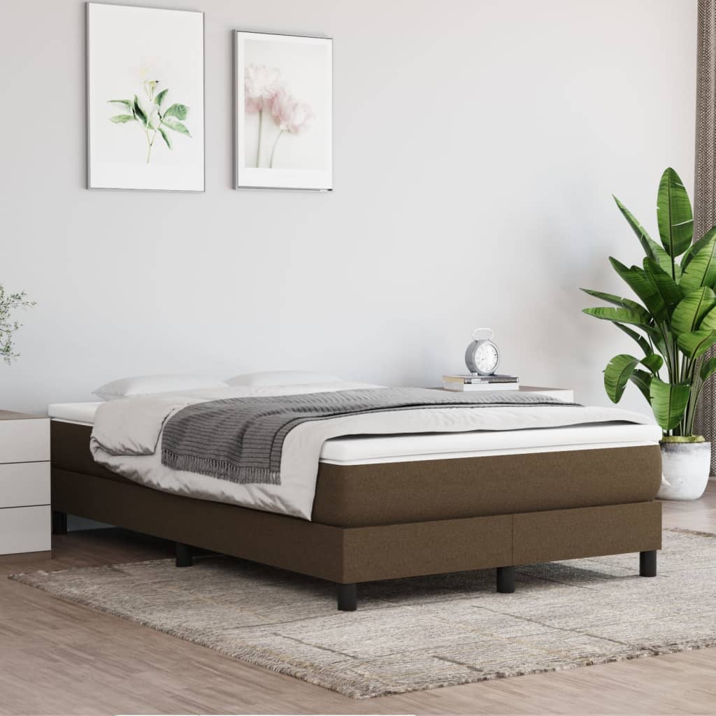 Box Spring Postel S Matrací Textil Tmavě Hnědá