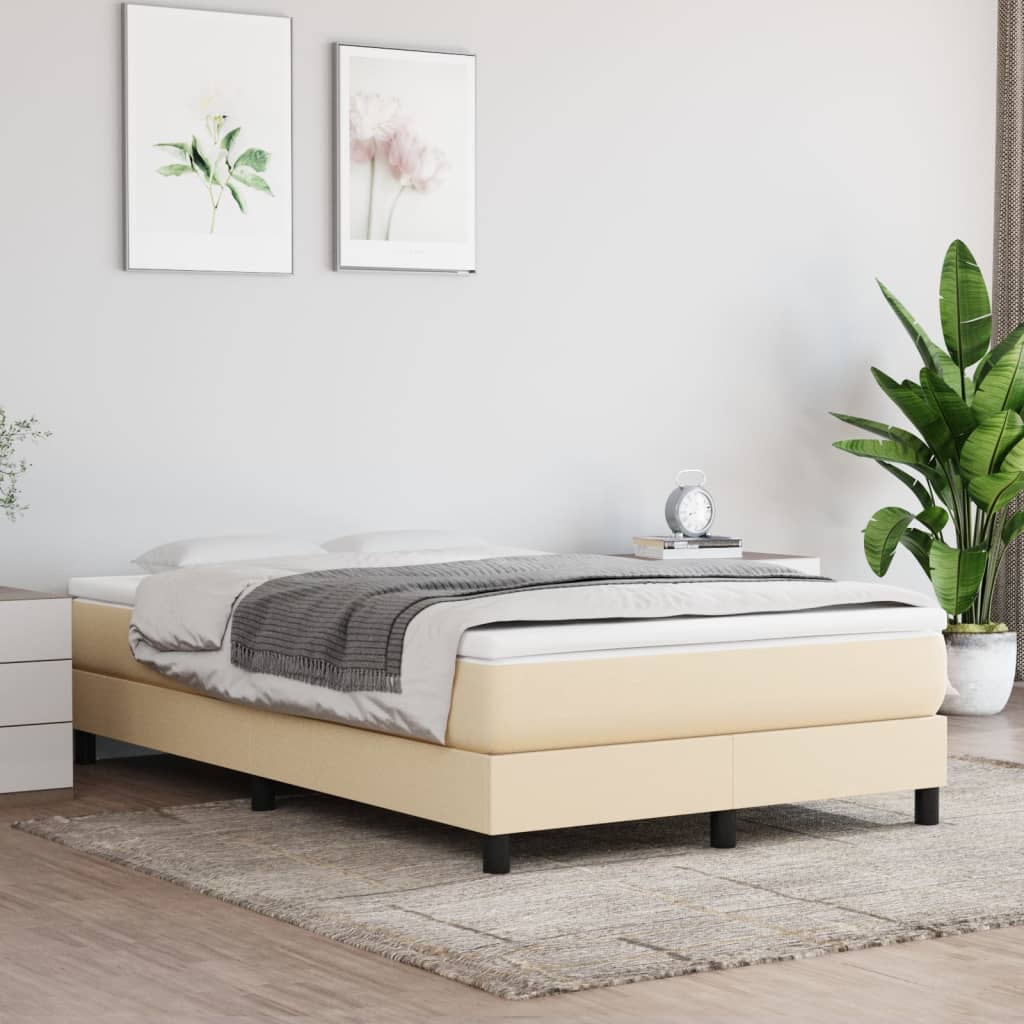 Box Spring Postel S Matrací Textil Krémová