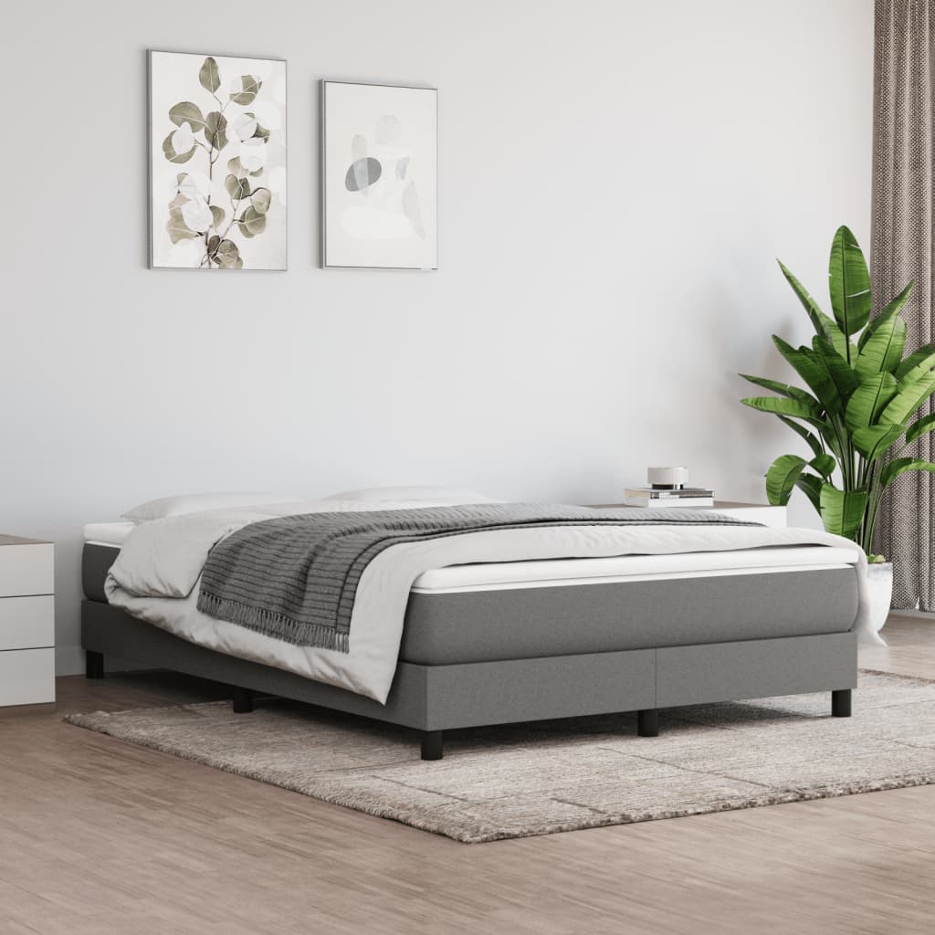 Box Spring Postel S Matrací Textil Tmavě Šedá