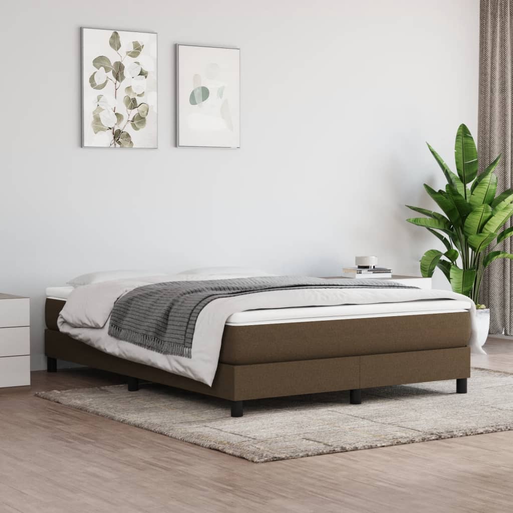 Box Spring Postel S Matrací Textil Tmavě Hnědá