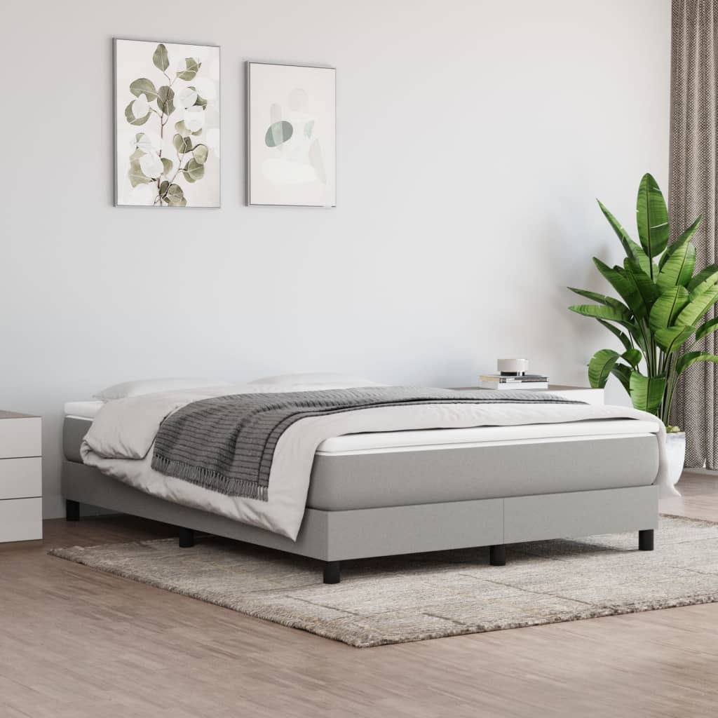Box Spring Postel S Matrací Textil Světle Šedá