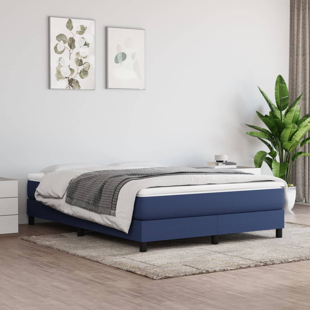 Box Spring Postel S Matrací Textil Modrá
