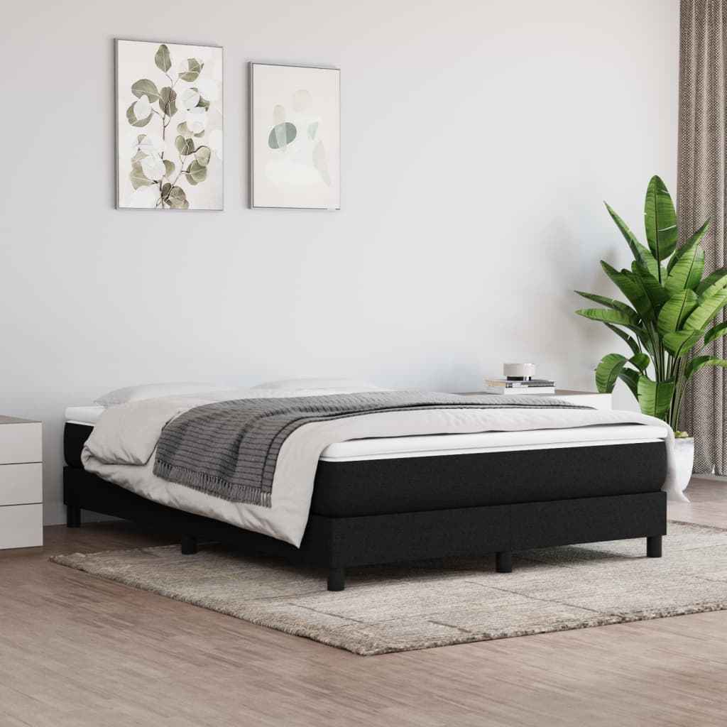 Box Spring Postel S Matrací Černá Textil Černá