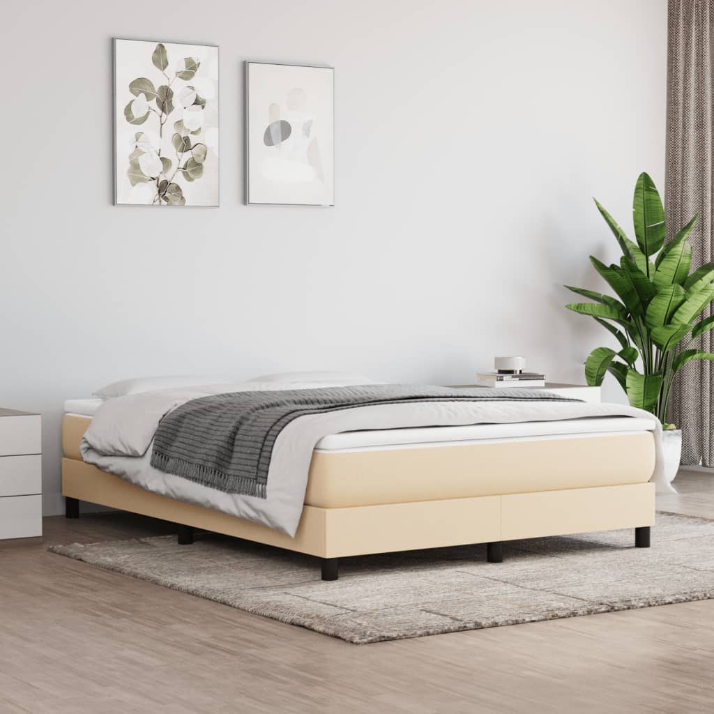 Box Spring Postel S Matrací Textil Krémová