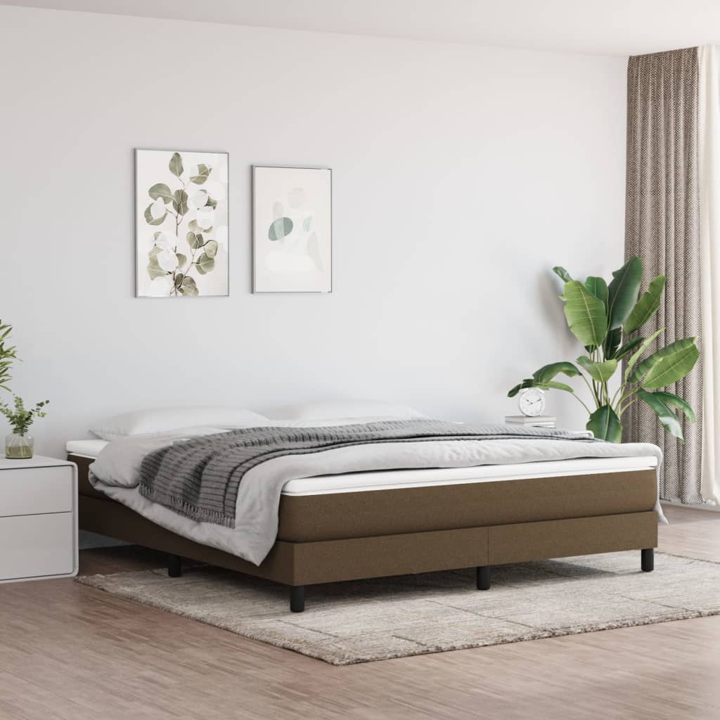Box Spring Postel S Matrací Textil Tmavě Hnědá