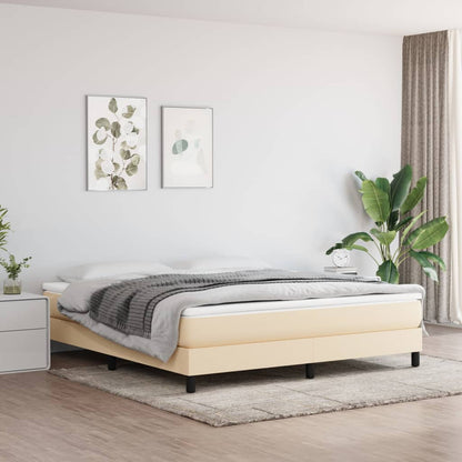Box Spring Postel S Matrací Textil Krémová