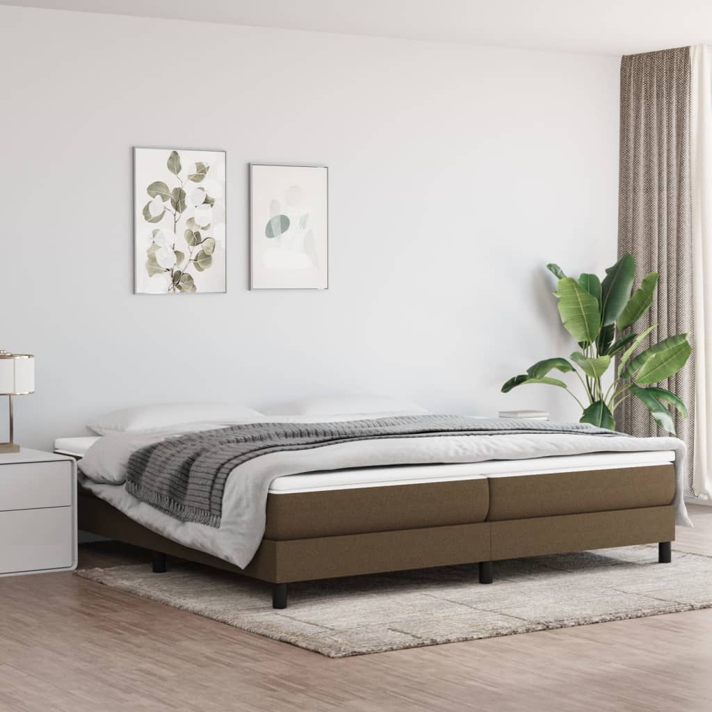 Box Spring Postel S Matrací Textil Tmavě Hnědá