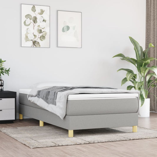 Box Spring Postel S Matrací Textil Světle Šedá