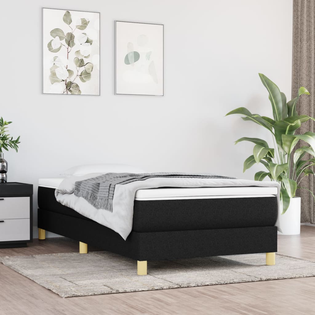 Box Spring Postel S Matrací Černá Textil Černá