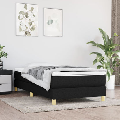 Box Spring Postel S Matrací Černá Textil Černá