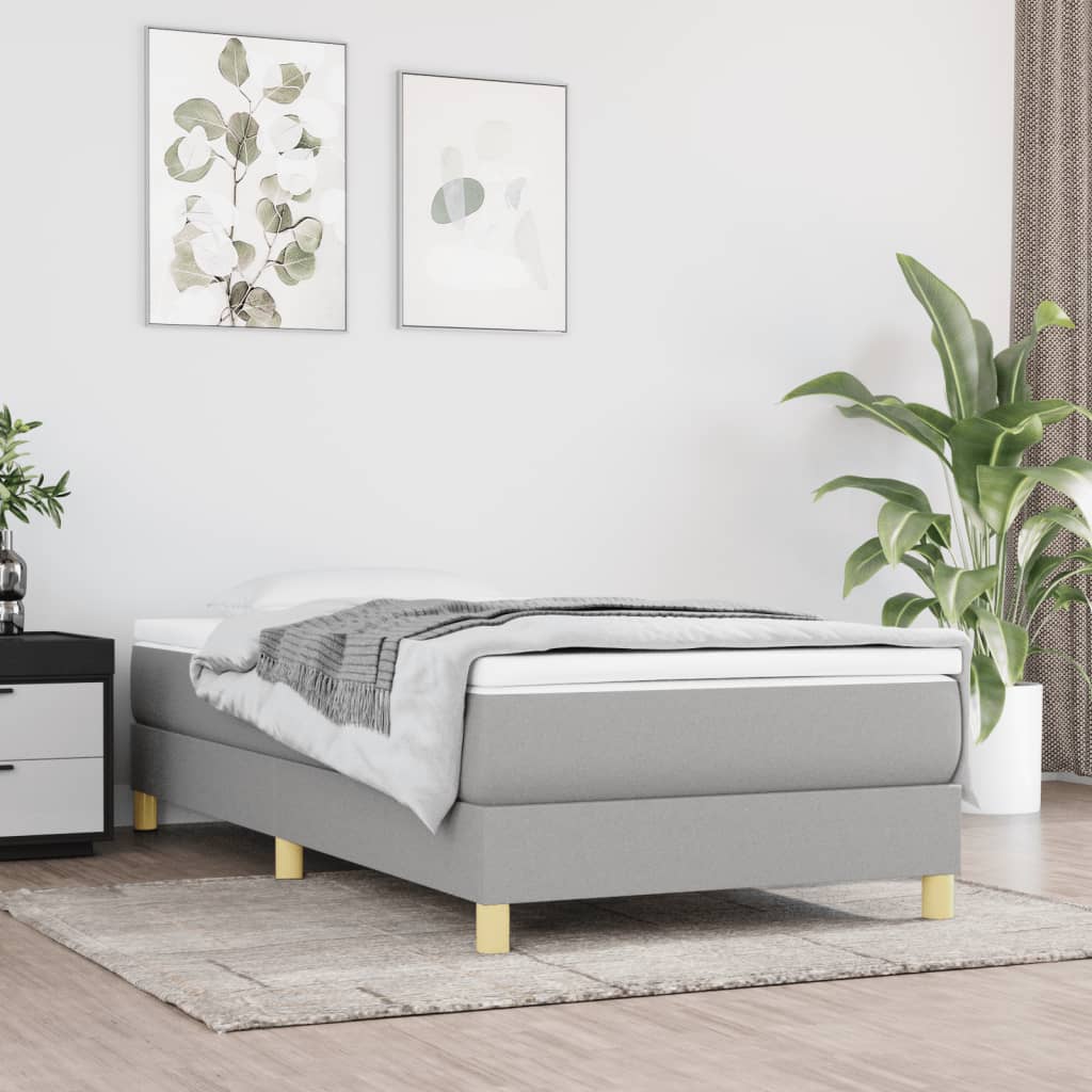 Box Spring Postel S Matrací Textil Světle Šedá
