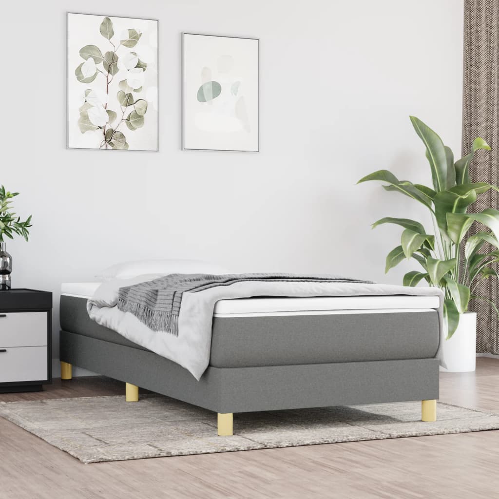 Box Spring Postel S Matrací Textil Tmavě Šedá