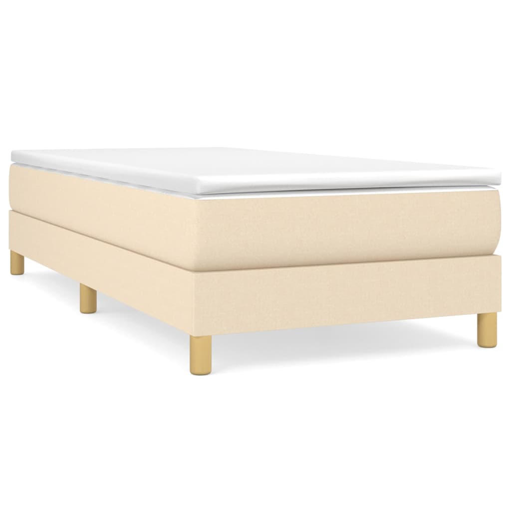Box Spring Postel S Matrací Textil Krémová