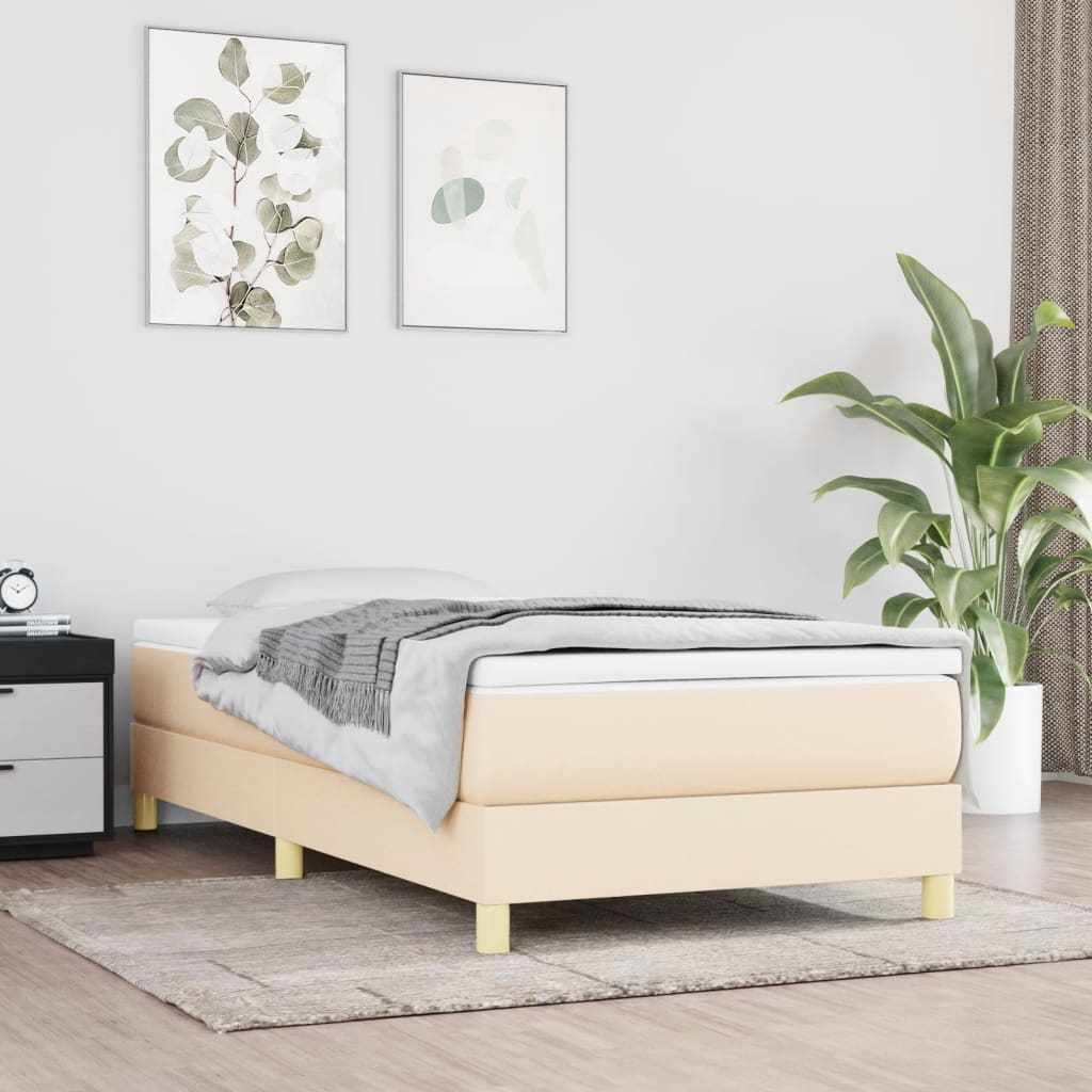 Box Spring Postel S Matrací Textil Krémová