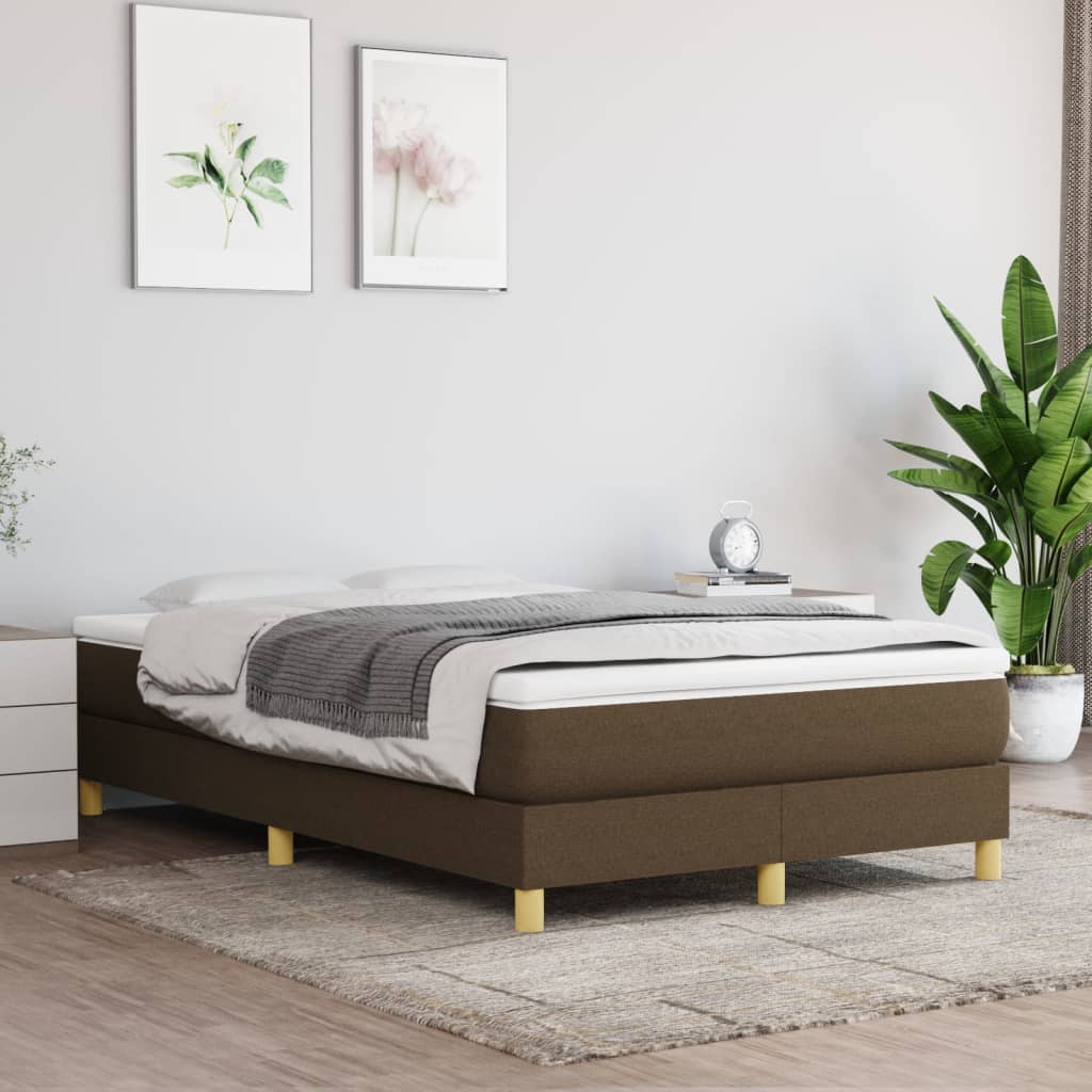 Box Spring Postel S Matrací Textil Tmavě Hnědá