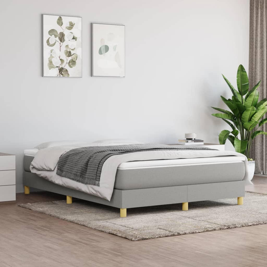 Box Spring Postel S Matrací Textil Světle Šedá