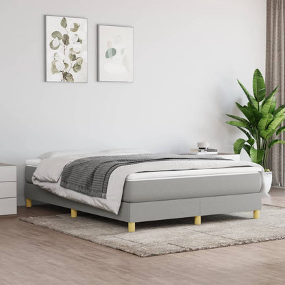 Box Spring Postel S Matrací Textil Světle Šedá