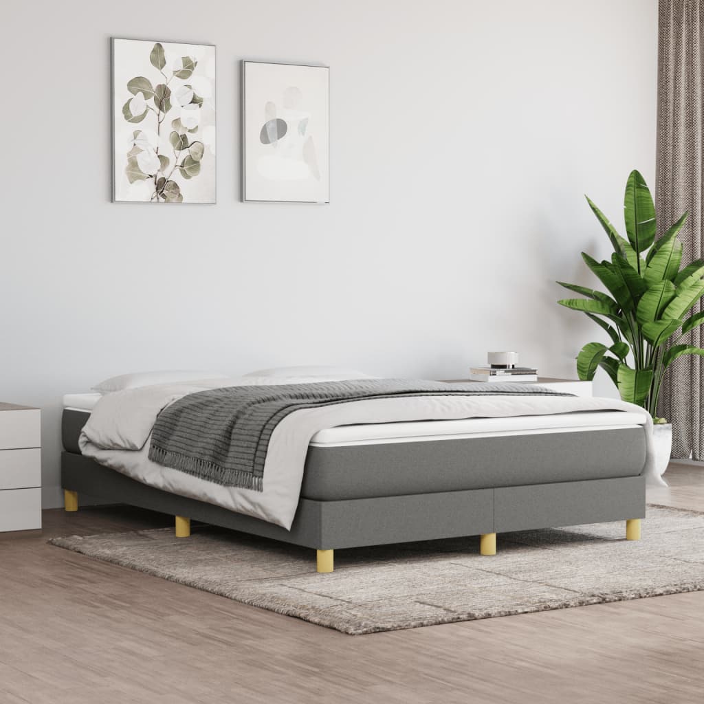 Box Spring Postel S Matrací Textil Tmavě Šedá