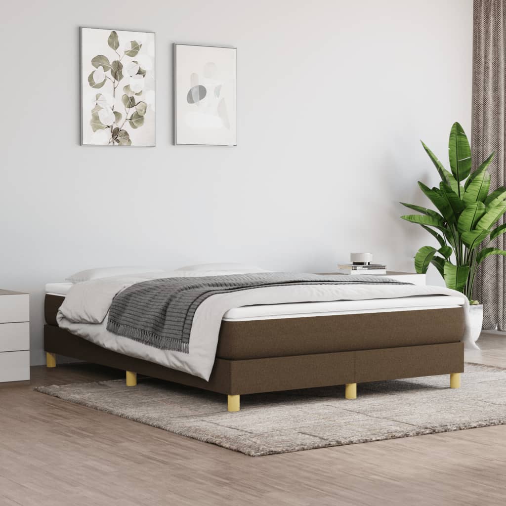 Box Spring Postel S Matrací Textil Tmavě Hnědá