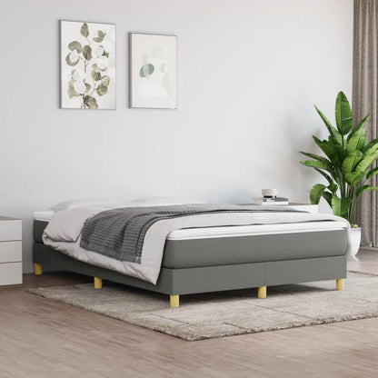 Box Spring Postel S Matrací Textil Tmavě Šedá