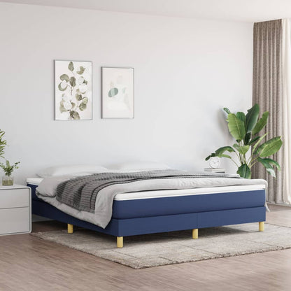 Box Spring Postel S Matrací Textil Modrá