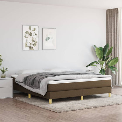 Box Spring Postel S Matrací Textil Tmavě Hnědá