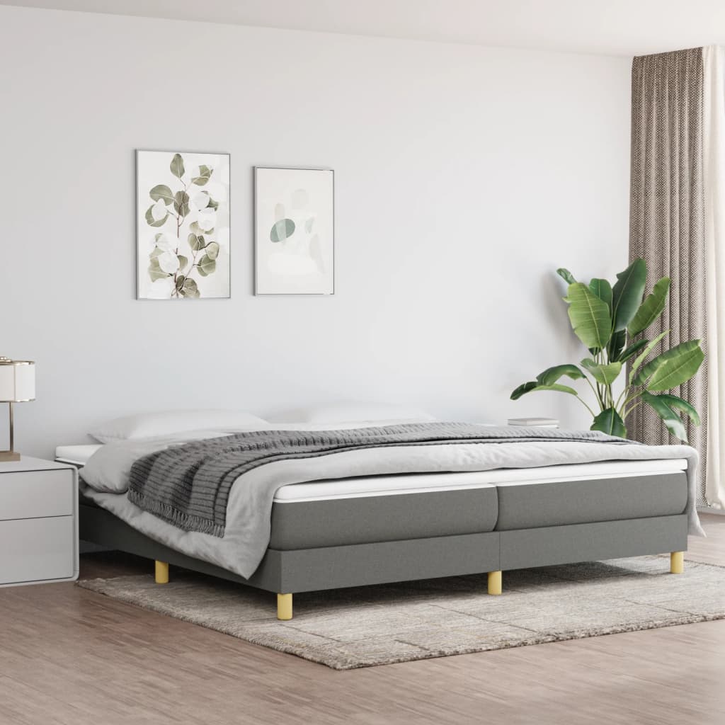 Box Spring Postel S Matrací Textil Tmavě Šedá