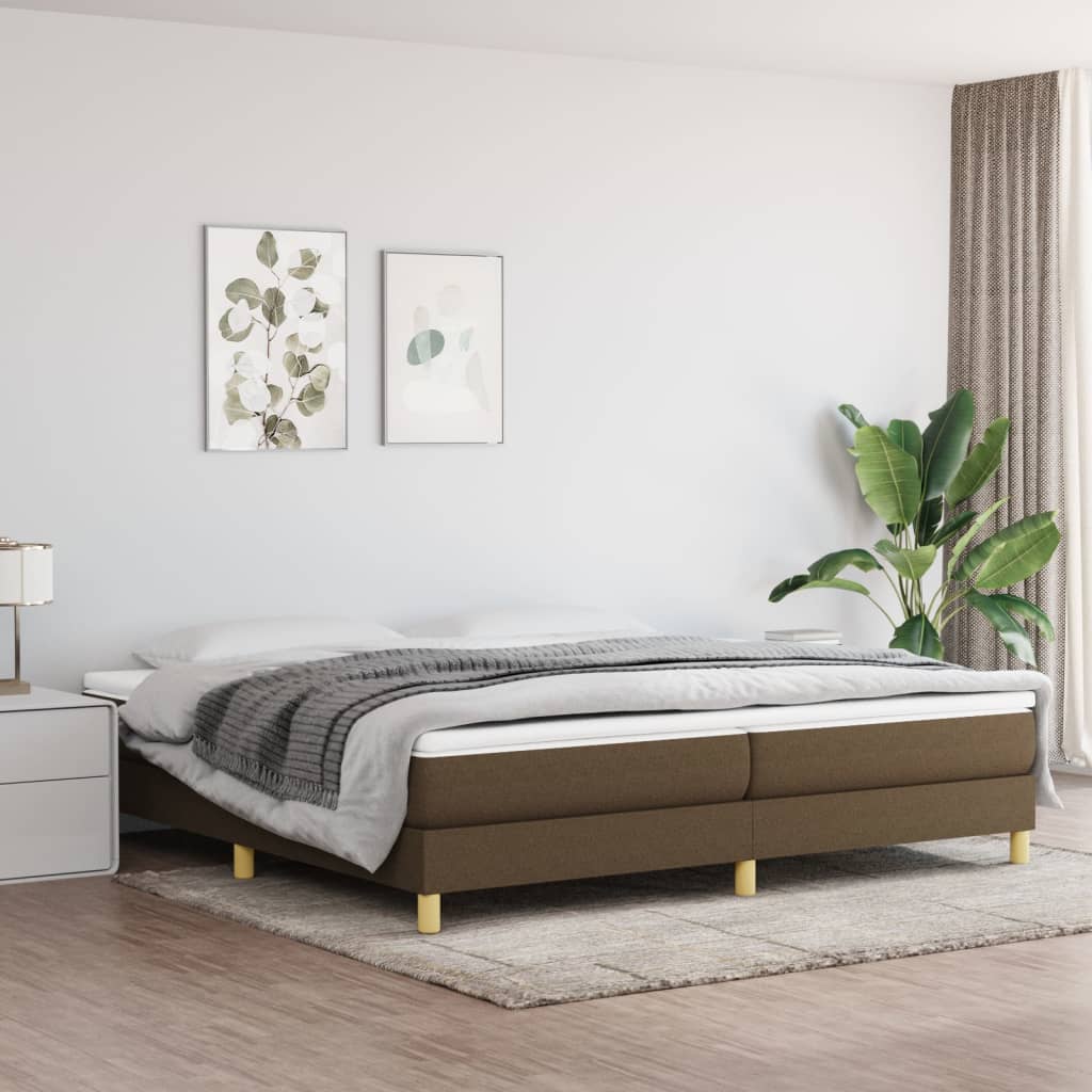 Box Spring Postel S Matrací Textil Tmavě Hnědá