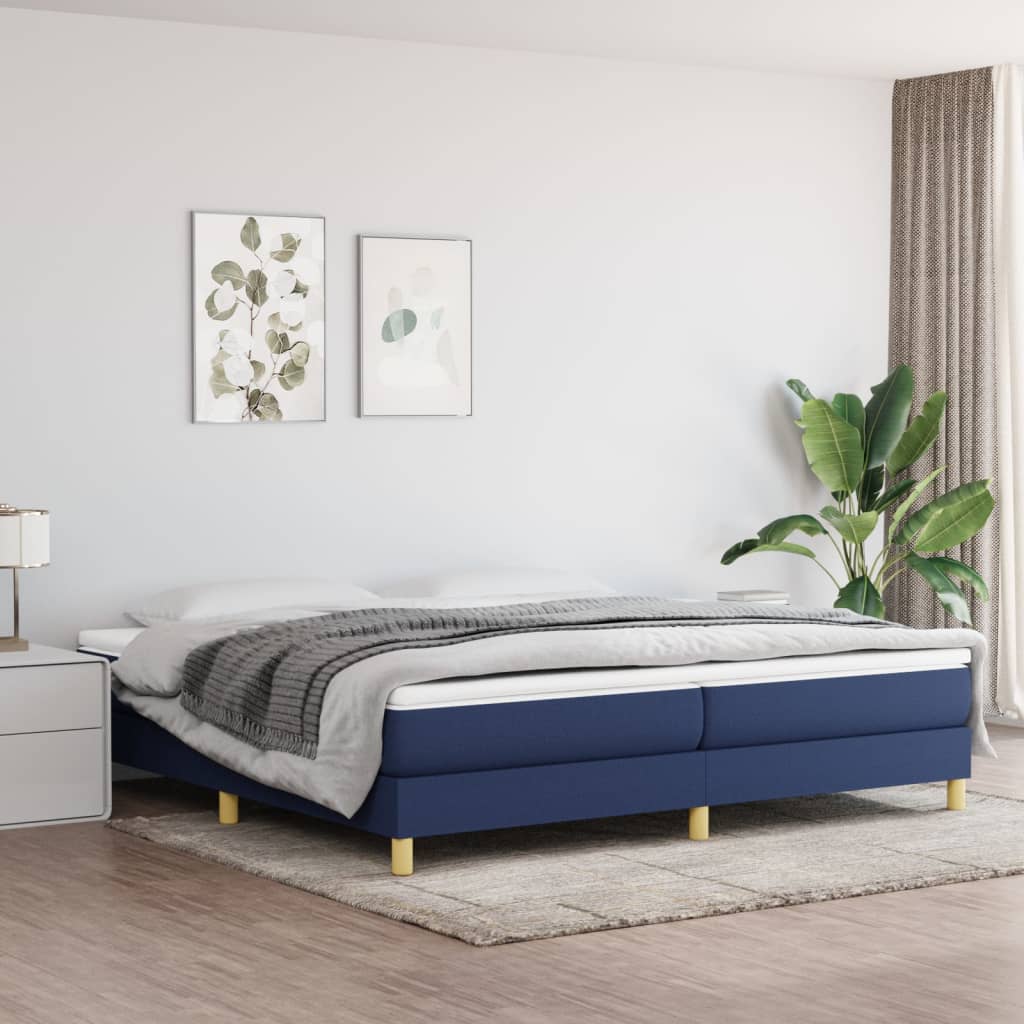 Box Spring Postel S Matrací Textil Modrá