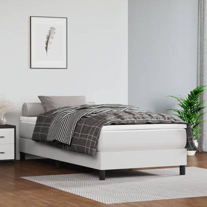Box Spring Postel S Matrací Umělá Kůže Bílá