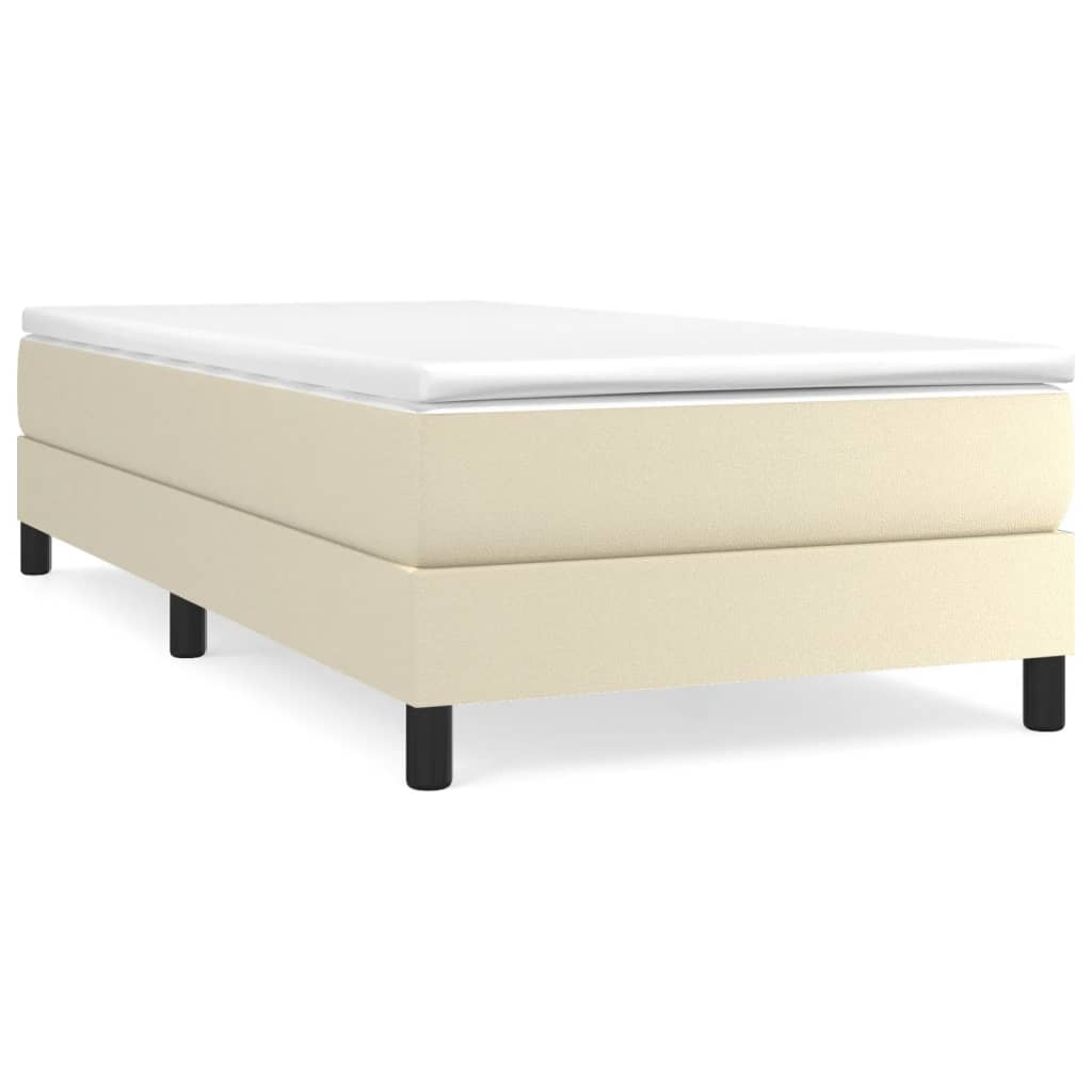 Box Spring Postel S Matrací Krémová 80 X 200 Cm Umělá Kůže