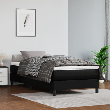 Box Spring Postel S Matrací Černá Umělá Kůže Černá