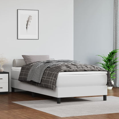 Box Spring Postel S Matrací Umělá Kůže Bílá
