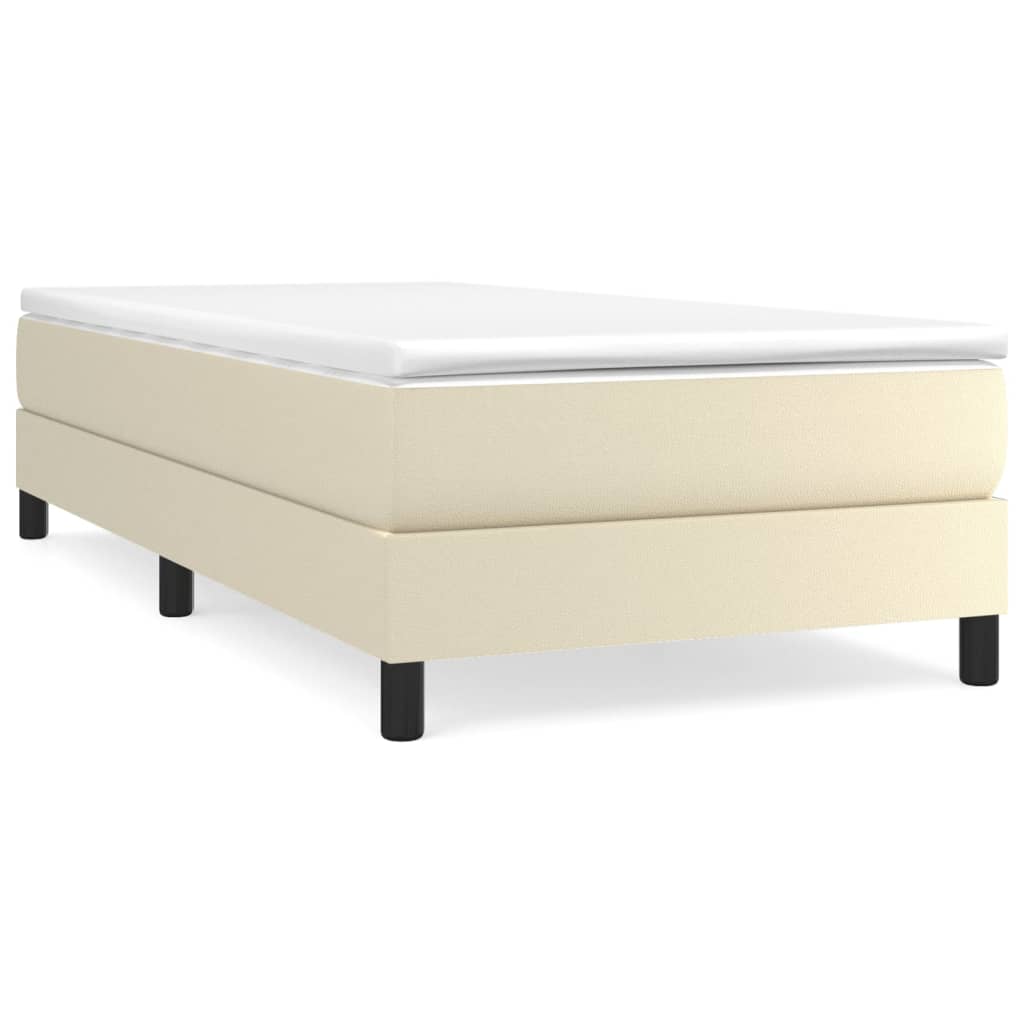 Box Spring Postel S Matrací Krémová 90X190 Cm Umělá Kůže