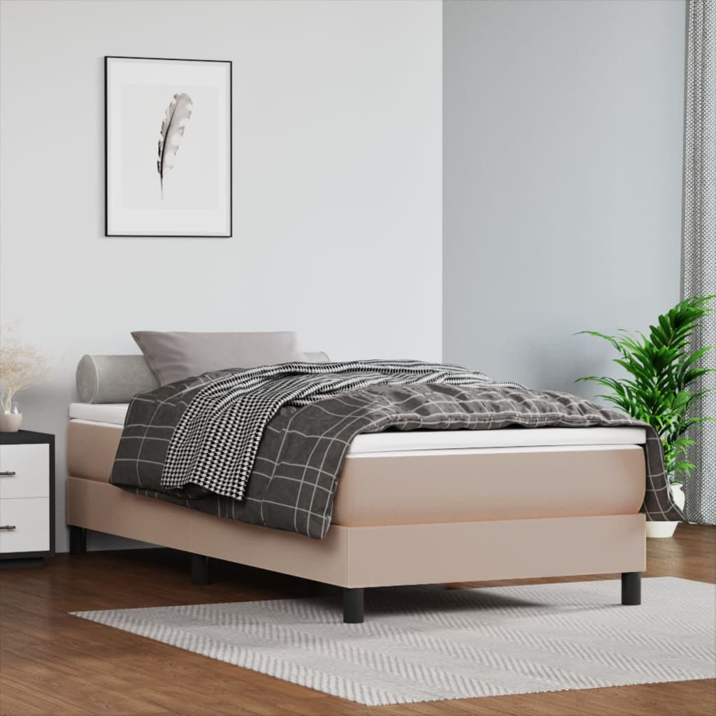 Box Spring Postel S Matrací Umělá Kůže Cappuccino