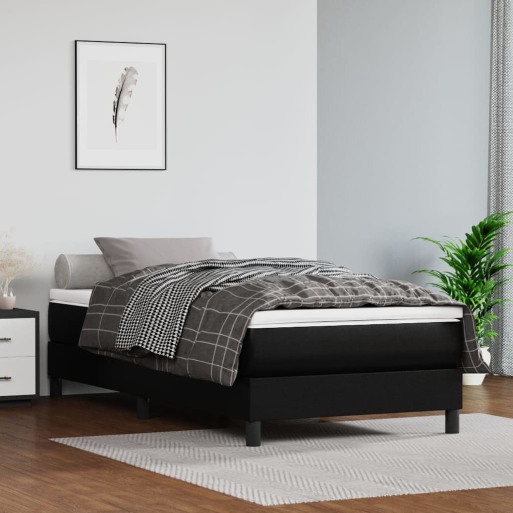 Box Spring Postel S Matrací Černá Umělá Kůže Černá