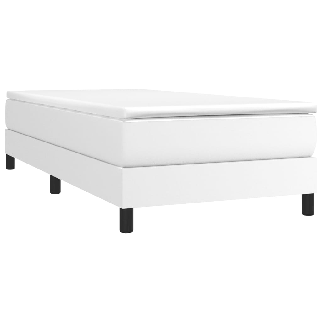 Box Spring Postel S Matrací Umělá Kůže Bílá