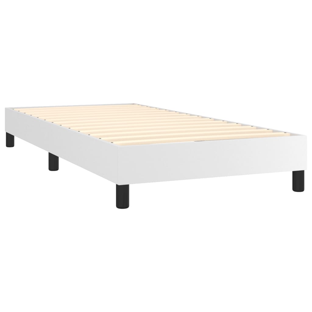 Box Spring Postel S Matrací Umělá Kůže Bílá