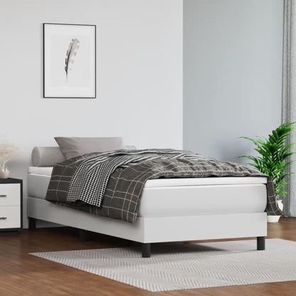 Box Spring Postel S Matrací Umělá Kůže Bílá