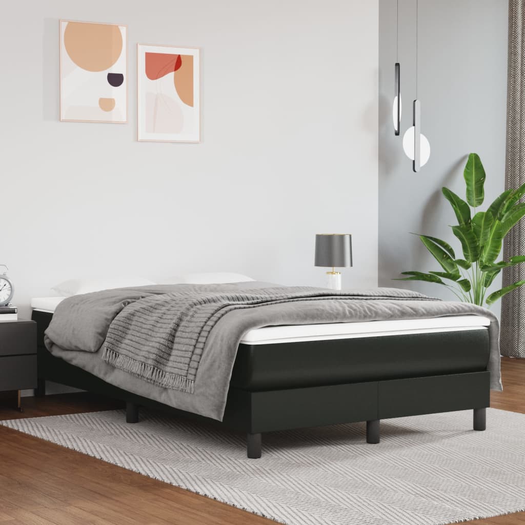 Box Spring Postel S Matrací Černá Umělá Kůže Černá