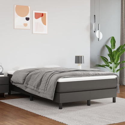 Box Spring Postel S Matrací Šedá Umělá Kůže Šedá