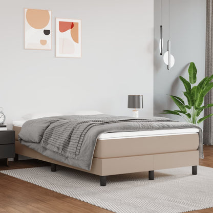 Box Spring Postel S Matrací Umělá Kůže Cappuccino