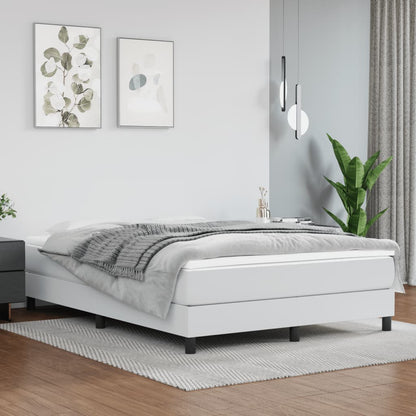 Box Spring Postel S Matrací Umělá Kůže Bílá