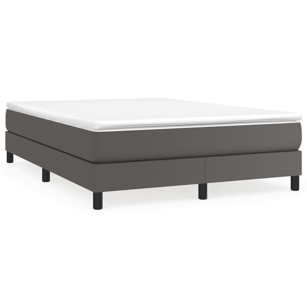 Box Spring Postel S Matrací Šedá Umělá Kůže Šedá