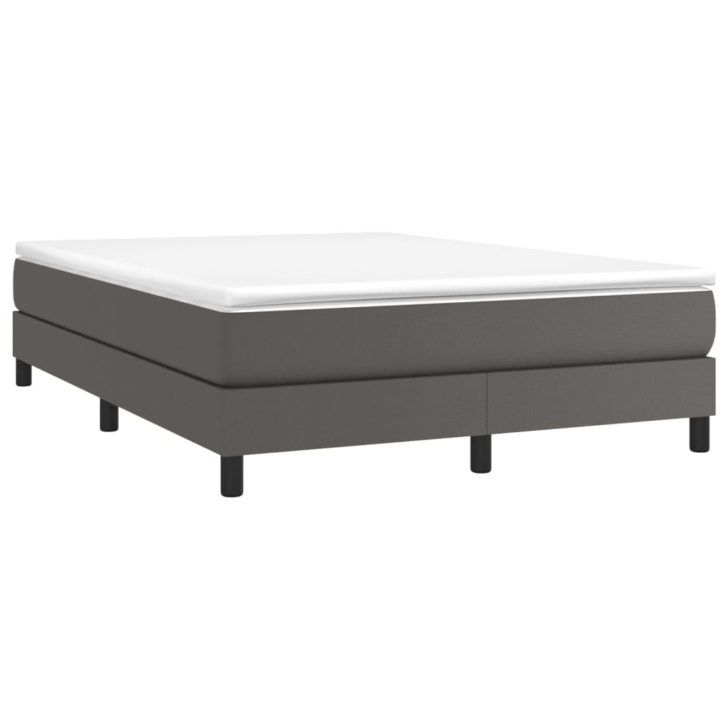 Box Spring Postel S Matrací Šedá Umělá Kůže Šedá