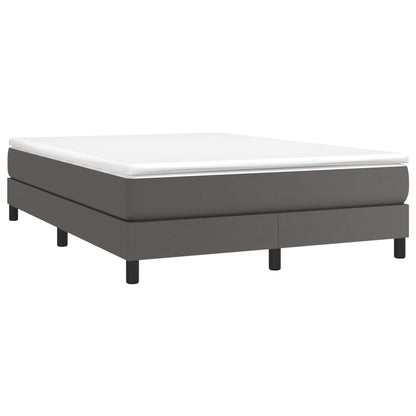 Box Spring Postel S Matrací Šedá Umělá Kůže Šedá